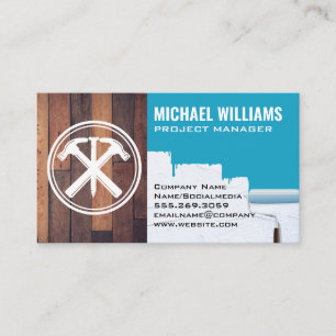 Hammers Nail   Wood Paint   General Contractor Business Card