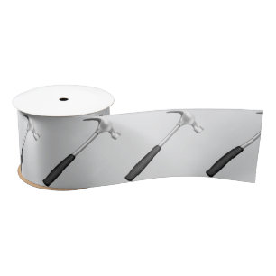 Hammers On White Background Satin Ribbon