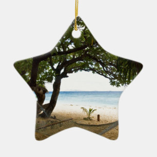 Hammock at South Sea Island, Fiji Ceramic Tree Decoration