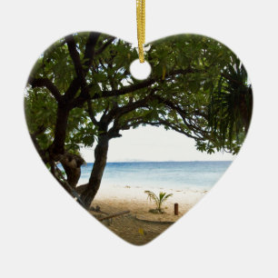 Hammock at South Sea Island, Fiji Ceramic Tree Decoration