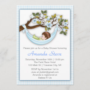 Hammock Boy Baby Shower Invitation - Brunette