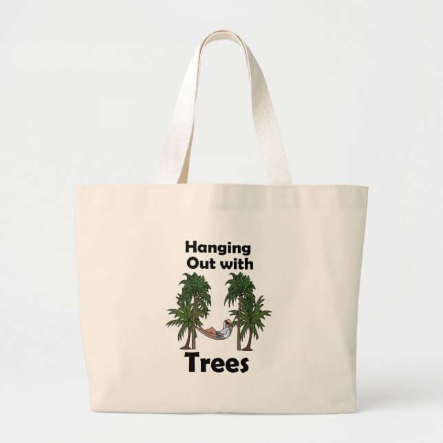 Hammock Camping Hanging Out With Trees Camping Large Tote Bag (Front)