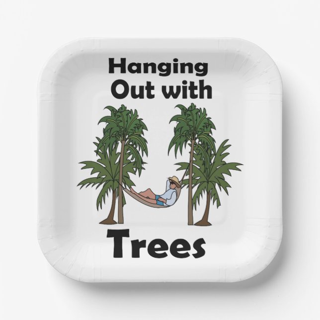 Hammock Camping Hanging Out With Trees Party Paper Plate (Front)