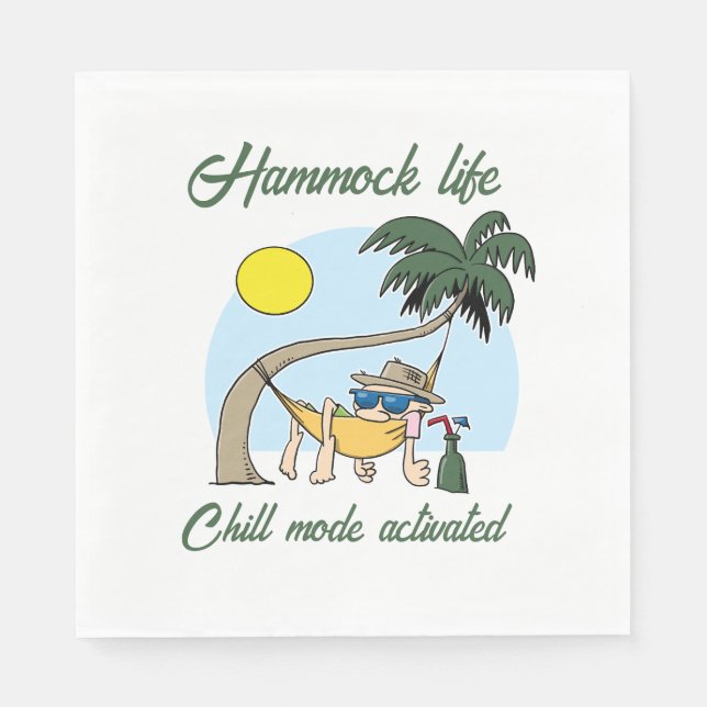 Hammock Life Chill Mode Activated Funny Cartoon Napkin (Front)