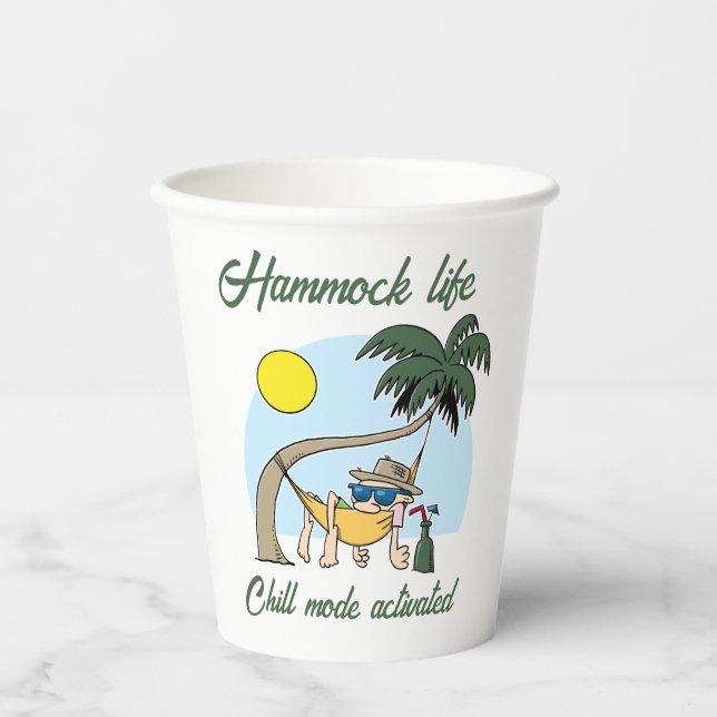 Hammock Life Chill Mode Activated Funny Cartoon Paper Cups (Front)