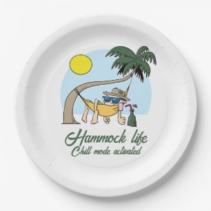 Hammock Life Chill Mode Activated Funny Cartoon Paper Plate