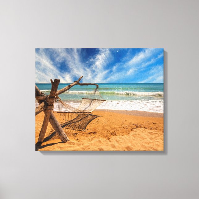 Hammock on a Tropical Beach Resort Canvas Print (Front)