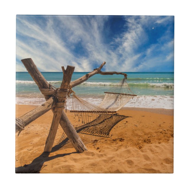 Hammock on a Tropical Beach Resort | Thailand Tile (Front)