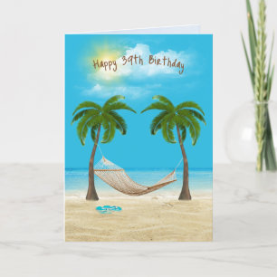 Hammock on Beach For 39th Birthday Card