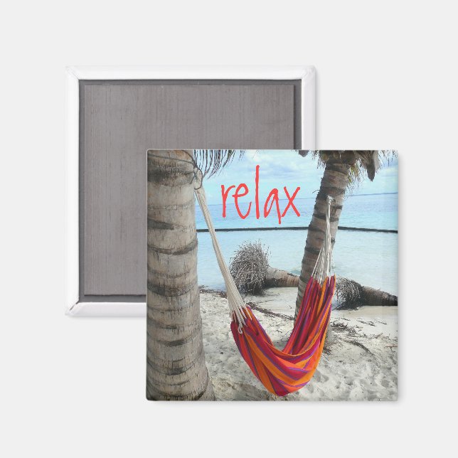 Hammock on Caribbean Beach Magnet (Front/Back)