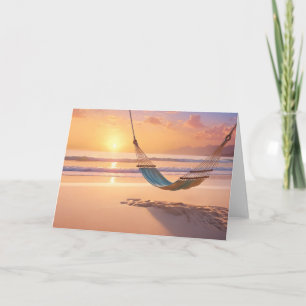 Hammock on the Beach at Sunset Card