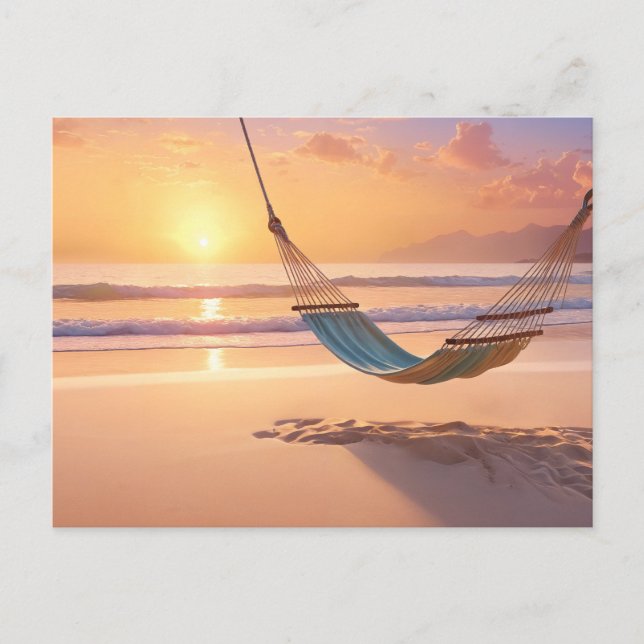 Hammock on the Beach at Sunset Postcard (Front)