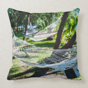 Hammock on the beach, Fiji Cushion
