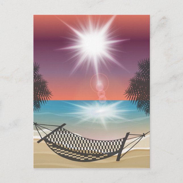 Hammock on the Beach Sunny Sky Zen Postcard (Front)