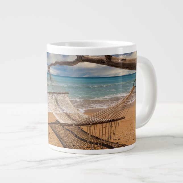 Hammock on the Shore Large Coffee Mug (Front Right)