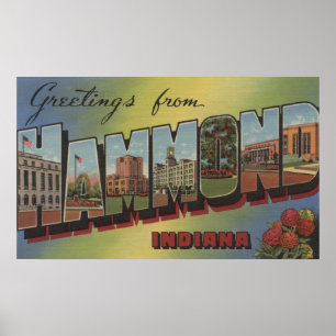 Hammond, Indiana - Large Letter Scenes Poster