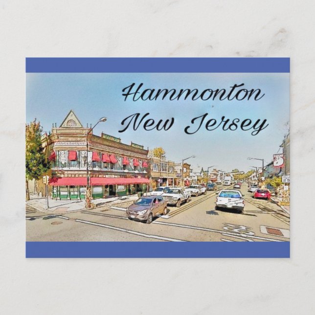 Hammonton New Jersey vintage look postcard  (Front)