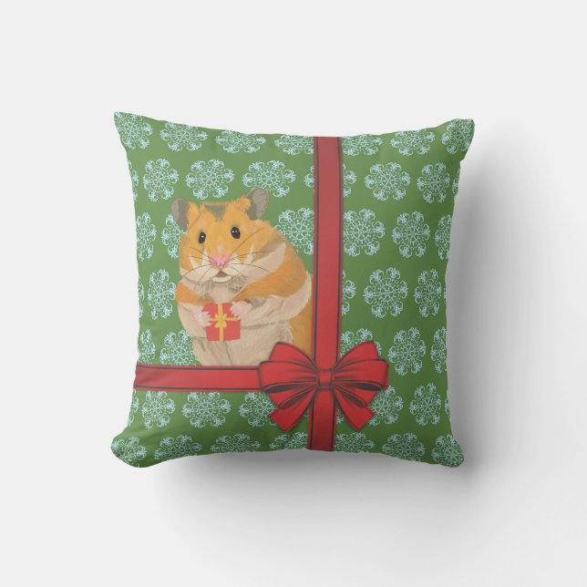 Hammy Christmas Hamster Christmas Cushion (Front)