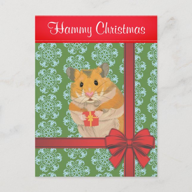 Hammy Christmas Hamster Christmas Holiday Postcard (Front)
