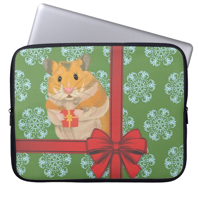 Hammy Christmas Hamster Christmas Laptop Sleeve (Front)