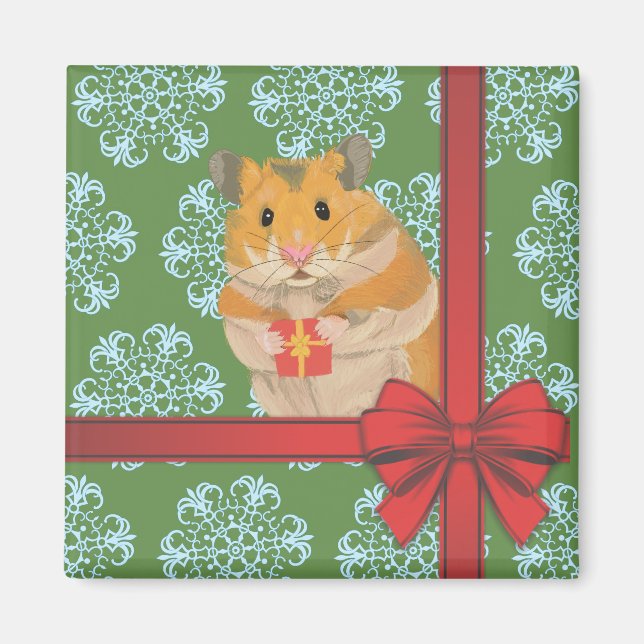 Hammy Christmas Hamster Christmas Magnet (Front)