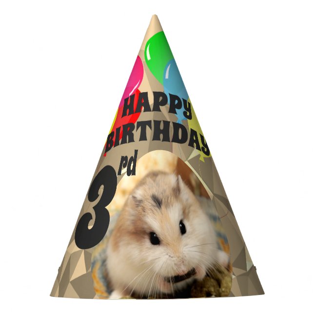 Hammyville - Cute Hamster Brown Gems Party Hat (Front)