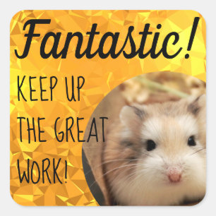 HammyVille - Cute Hamster Fantastic Great Work Square Sticker