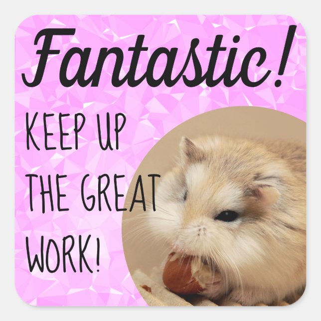 HammyVille - Cute Hamster Fantastic Great Work Square Sticker (Front)