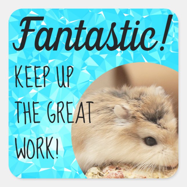 HammyVille - Cute Hamster Fantastic Great Work Square Sticker (Front)