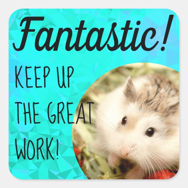 HammyVille - Cute Hamster Fantastic Great Work Square Sticker (Front)