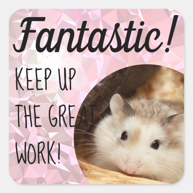 HammyVille - Cute Hamster Fantastic Great Work Square Sticker (Front)