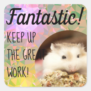 HammyVille - Cute Hamster Fantastic Great Work Square Sticker