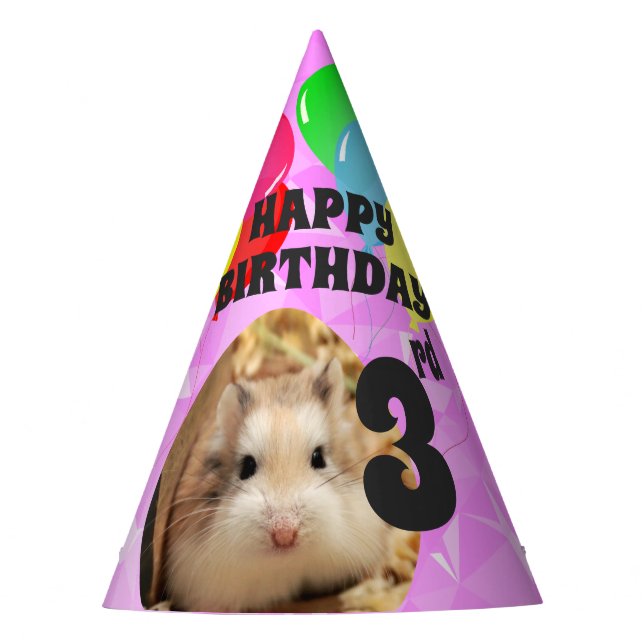 Hammyville - Cute Hamster Fuschia Gems Party Hat (Front)