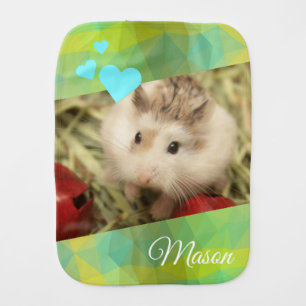 Hammyville - Cute Hamster Heart Garden Patch Burp Cloth