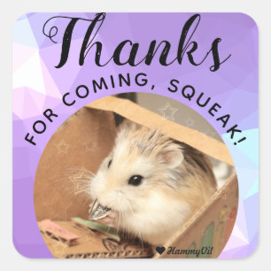 HammyVille - Cute Hamster Thanks for Coming Squeak Square Sticker