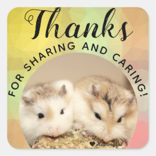 HammyVille - Cute Hamster Thanks Sharing Caring Square Sticker