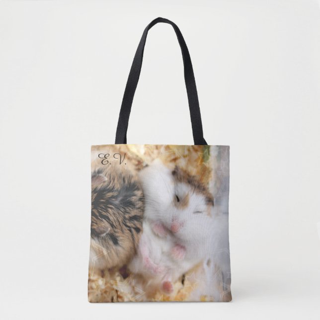 Hammyville - Cute Hamster with Initials Tote Bag (Front)