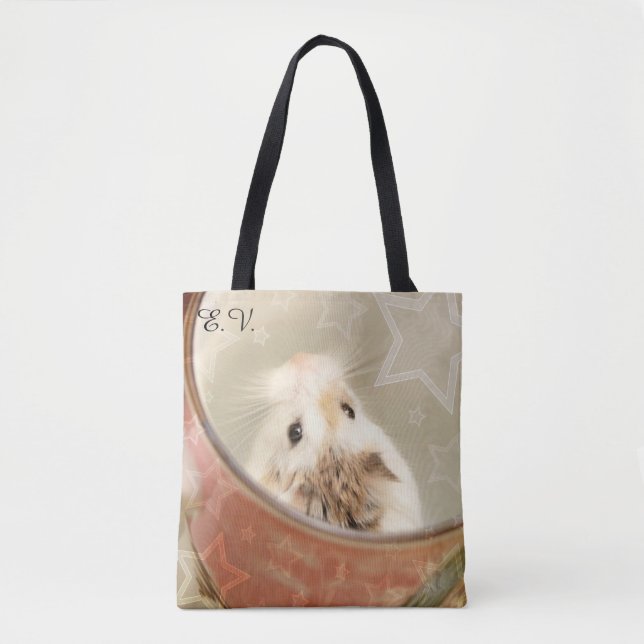 Hammyville - Cute Hamster with Initials Tote Bag (Front)