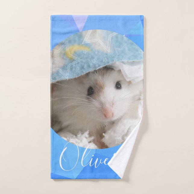 HammyVille - Cute Robo Hamster Customise Name Bath Towel Set (Hand Towel)