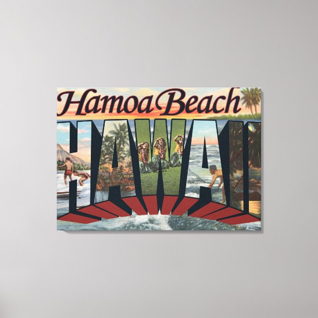 Hamoa Beach, Hawaii - Large Letter Scenes Canvas Print (Front)