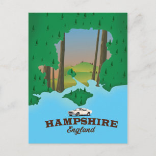 Hampshire England vintage travel poster. Postcard
