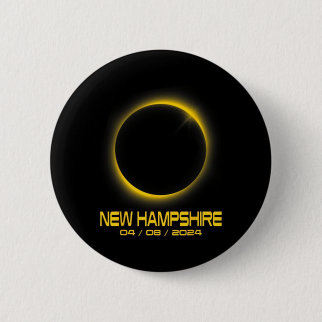Hampshire Nh Total Solar Eclipse 2024  6 Cm Round Badge (Front)