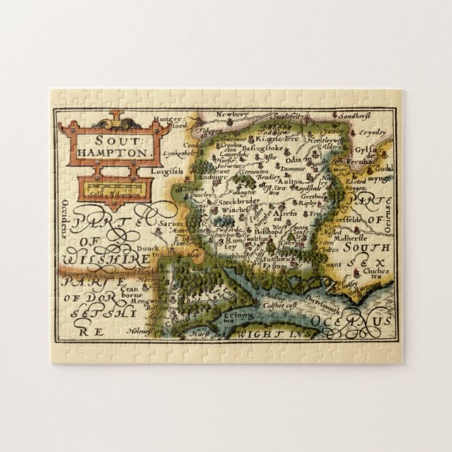 Hampshire, Southampton County England Historic Map Jigsaw Puzzle (Horizontal)