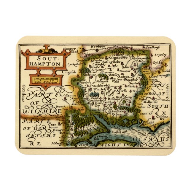 Hampshire, Southampton County England Historic Map Magnet (Horizontal)