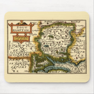 Hampshire, Southampton County England Historic Map Mouse Mat