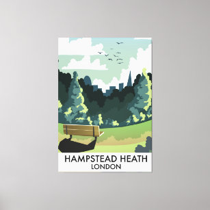 Hampstead Heath London travel poster. Canvas Print