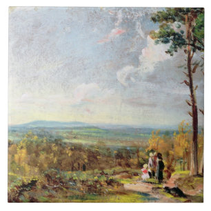 Hampstead Heath Looking Towards Harrow, 1821 (oil Tile