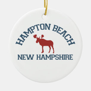 Hampton Beach - Moose Design. Ceramic Tree Decoration