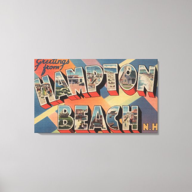 Hampton Beach, New Hampshire - Large Letter Canvas Print (Front)