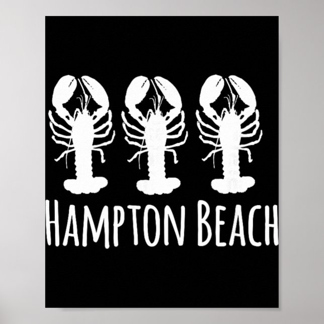 Hampton Beach New Hampshire Lobster Nautical Coast Poster (Front)